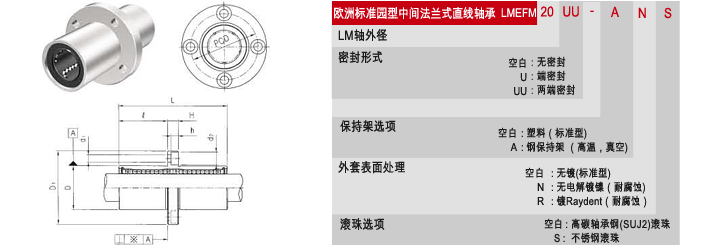 LMEFM中间法兰直线轴承，韩国SAMICK直线轴承，三益轴承代理