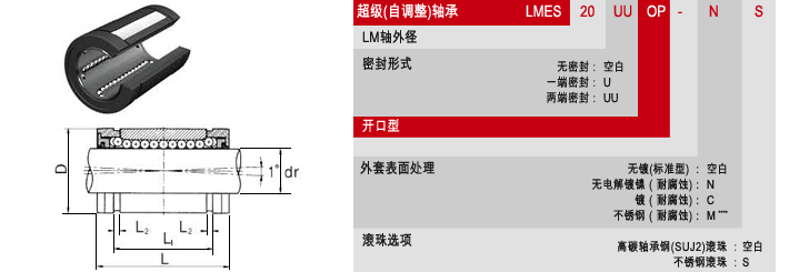 LMES-OP直线轴承，超级直线开口直线轴承，SAMICK直线轴承